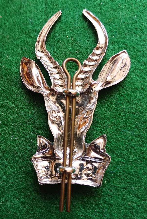 SADF large Chrome Bokkop cap badge