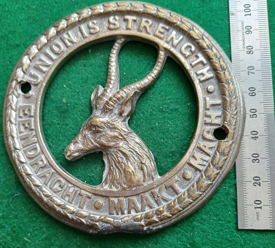 SA UDF WWI "Goat in porthole" door or plaque badge, 110mm diam