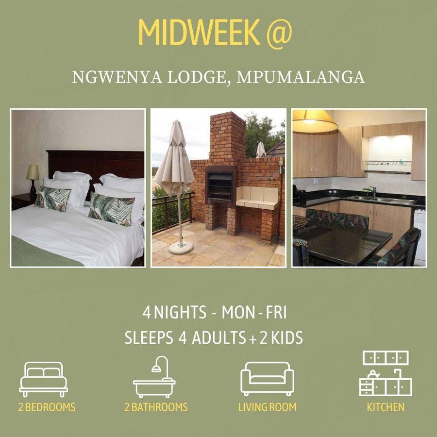 Midweek @ Ngwenya Lodge,Komatipoort from 09 - 13 Feb 2026 (4 Nights) 2 Bedrooms/sleeps 6