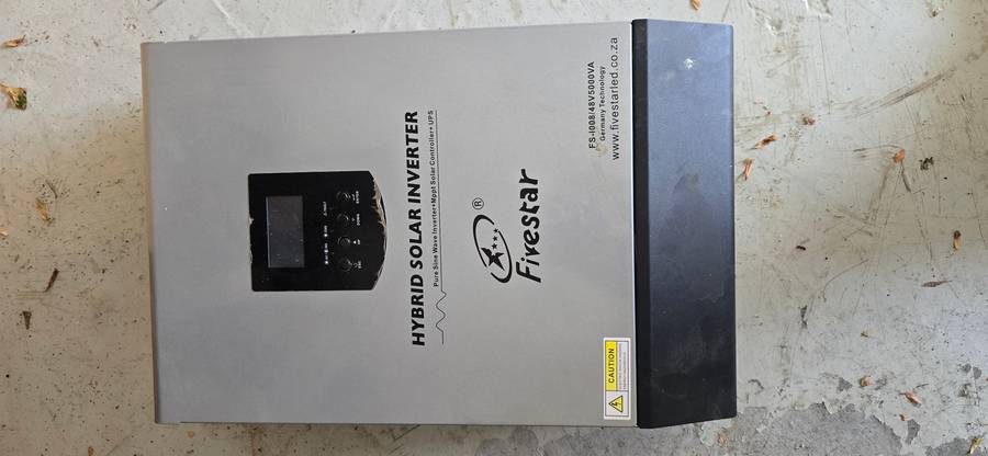 Five Star 5.5KVA, 5KW, PWM 48V Solar Hybrid Inverter (NOT WORKING - FOR SPARES/SCRAP/REPAIR)
