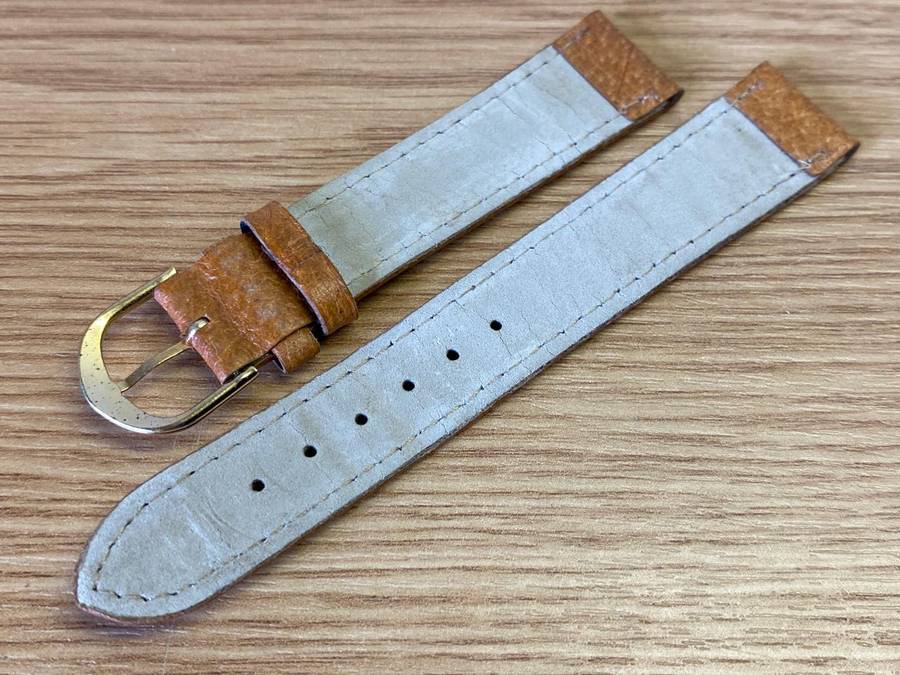 18mm light brown leather watch strap