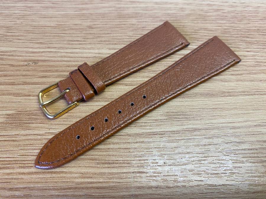 20mm medium brown leather watch strap