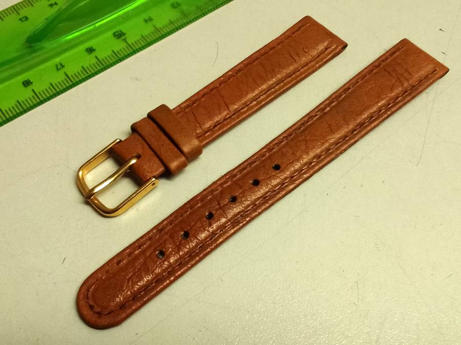 16mm brown leather watch strap - #1