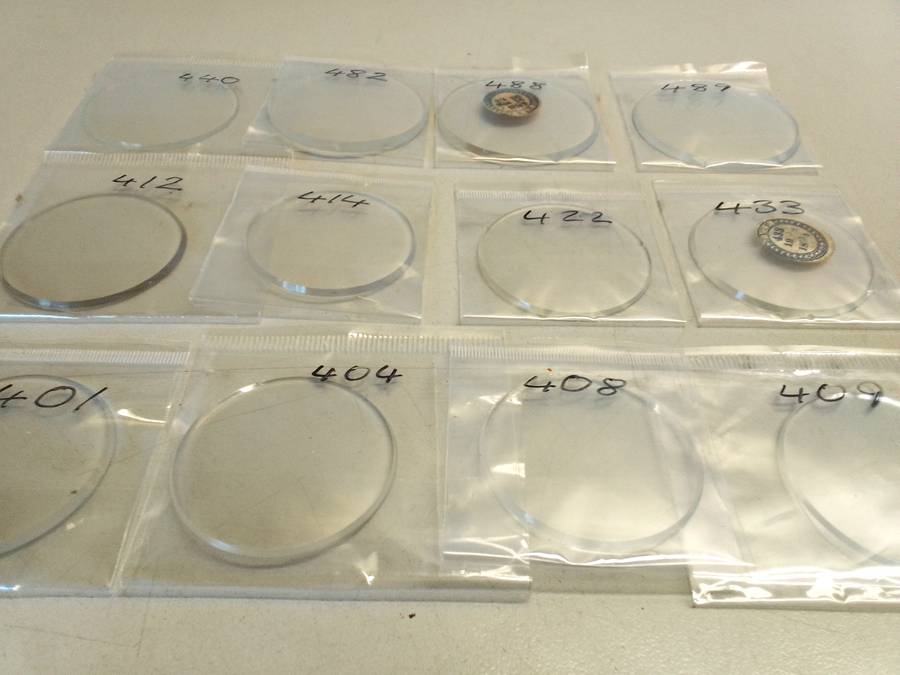 Pocket watch crystals - curved bevel edge- 12 pieces