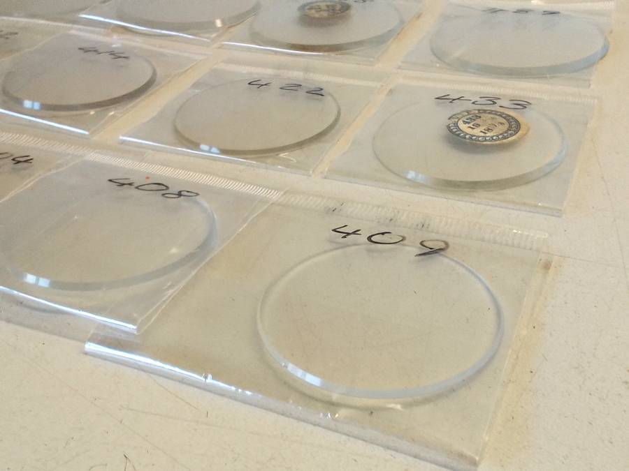 Pocket watch crystals - curved bevel edge- 12 pieces