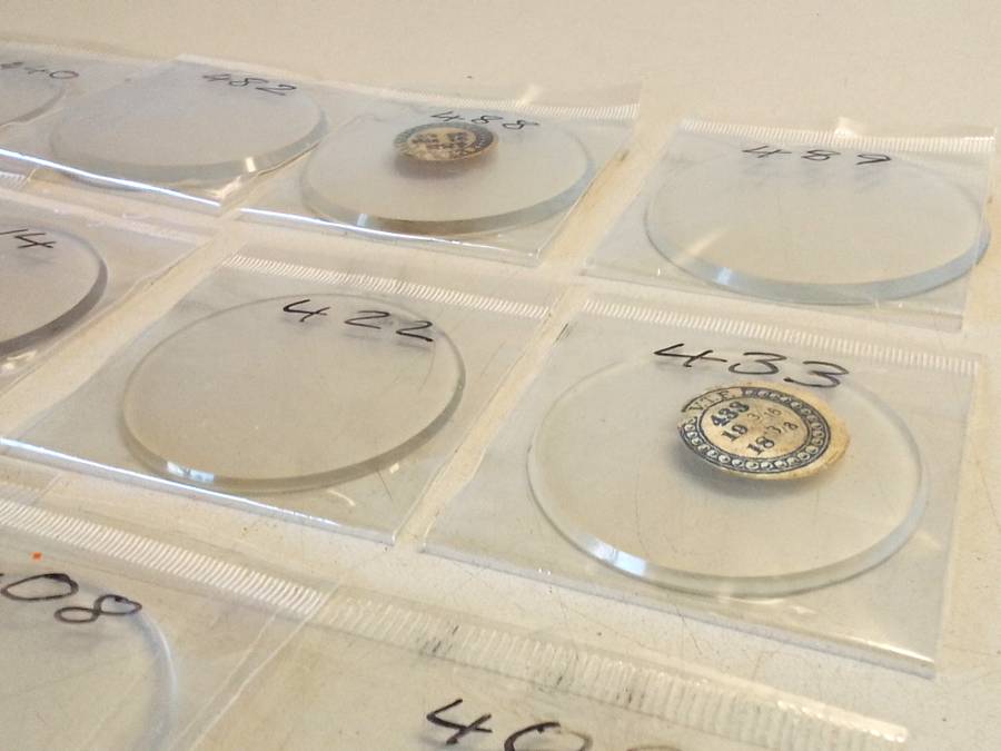 Pocket watch crystals - curved bevel edge- 12 pieces