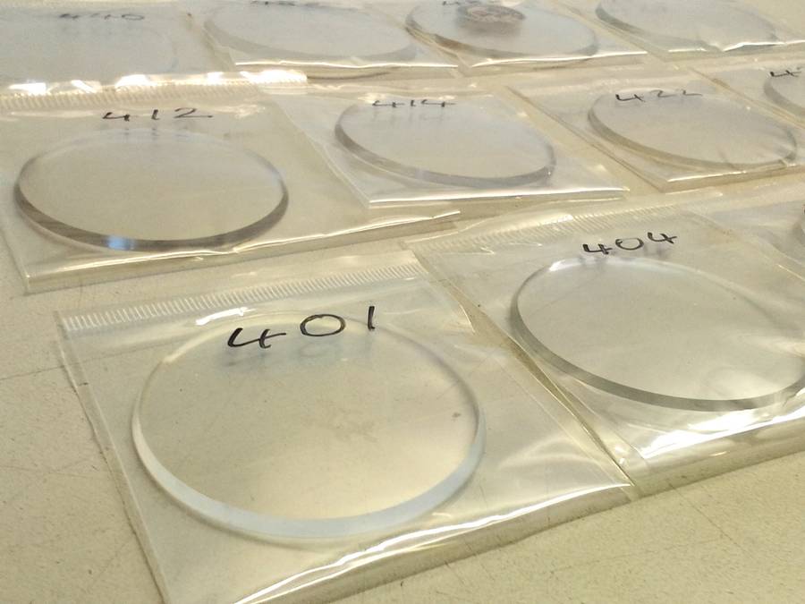 Pocket watch crystals - curved bevel edge- 12 pieces