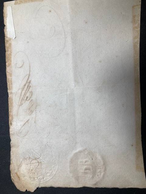 V.O.C. Monogram and "FLUYT" embossment on revenue document