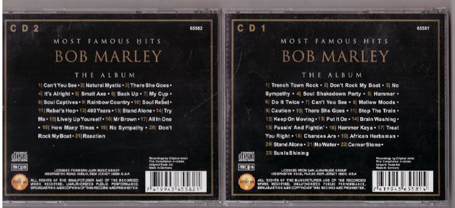 Bob Marley  Most Famous Hits: The Album (CD)