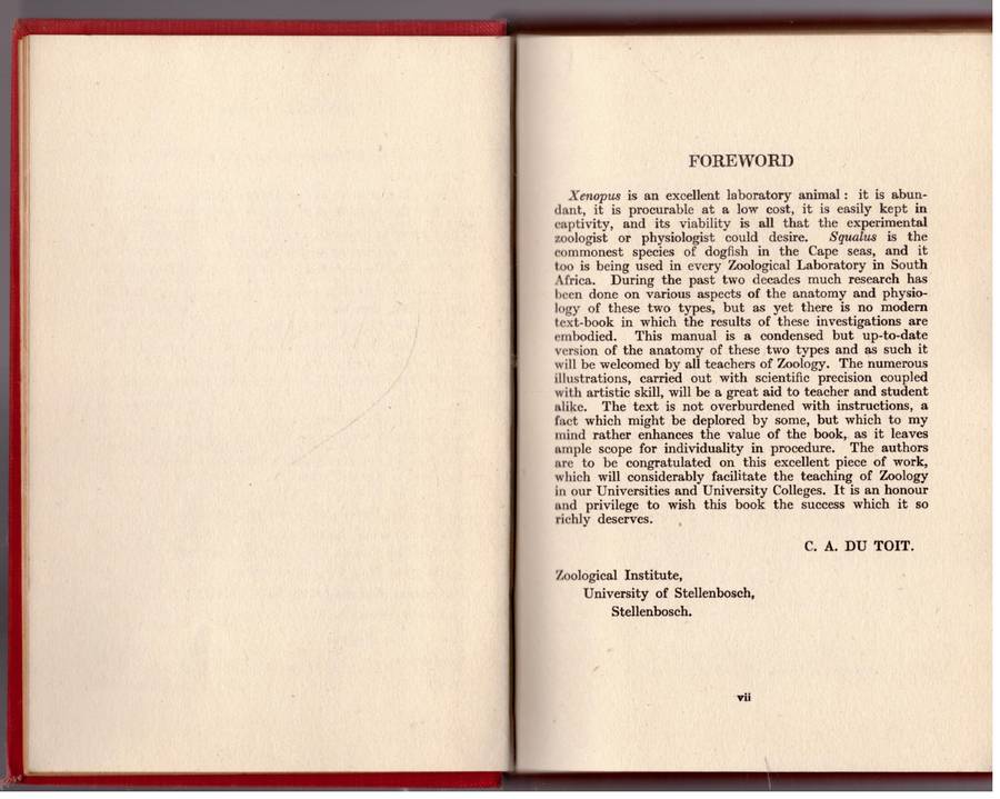 The Dissection of the Spiny Dogfish and the Platanna  --  N. A. H. Millard, J. T. Robinson