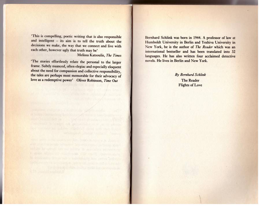 Flights of Love: Stories --  Bernhard Schlink