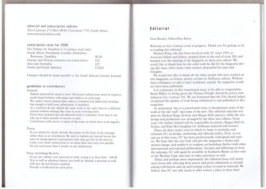 New Contrast 109 - Volume 28, Number 1, Summer 2000