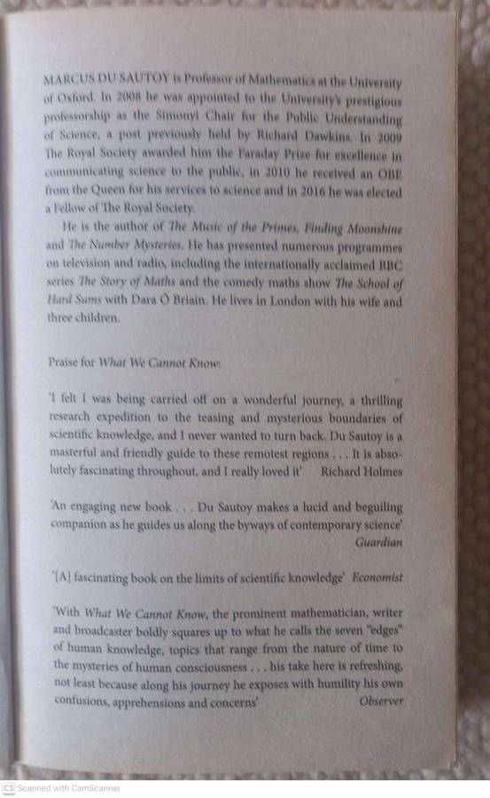 What We Cannot Know: From consciousness to the cosmos -- Marcus du Sautoy