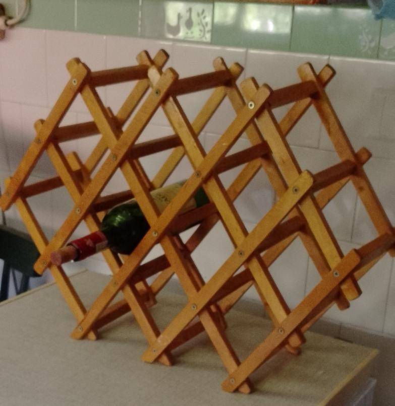 A wooden wine rack (bottle not included)