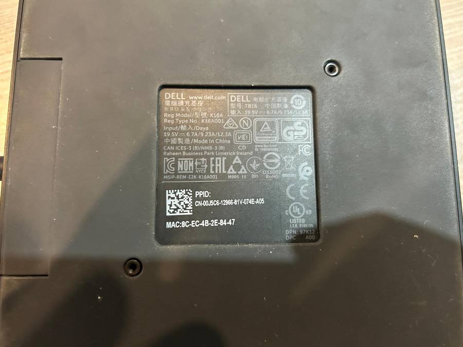 Dell K16A TB16 Docking station - no power supply