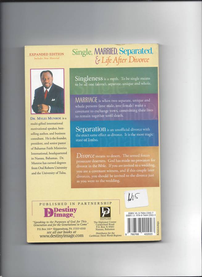 Single, Married, Separated and Life After Divorce Paperback by Myles Munroe (Author)