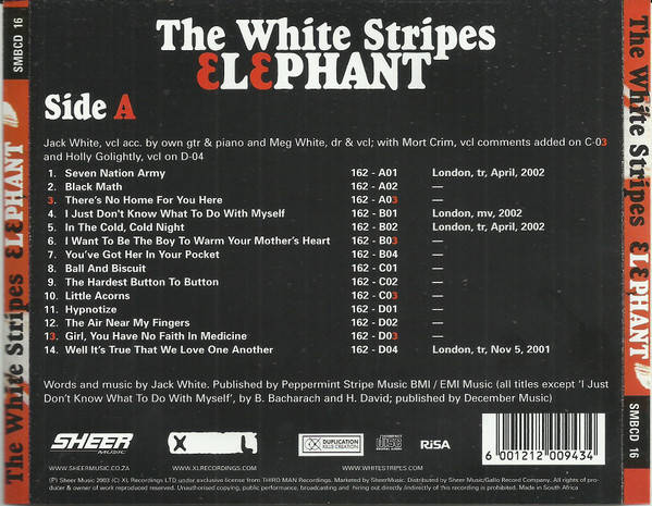 CD - The White Stripes - Elephant - SMBCD 16