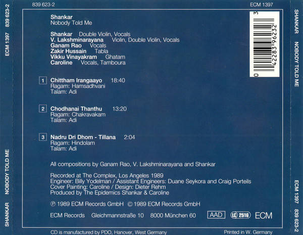 CD - Shankar - Nobody Told Me