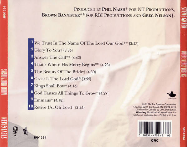 CD - Steve Green - Where Mercy Begins