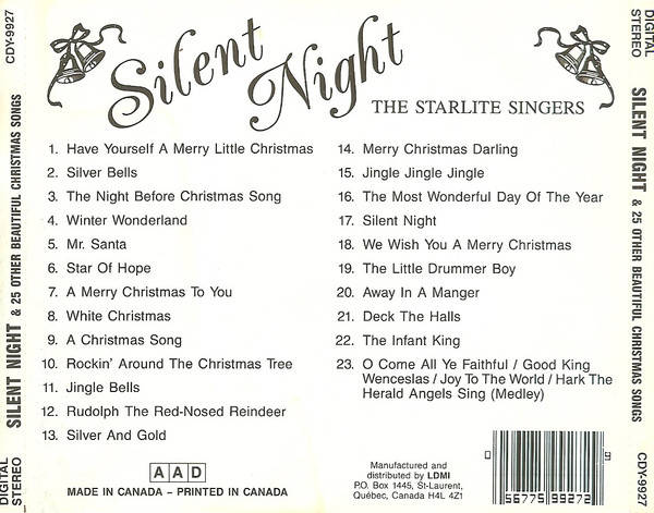 CD - The Starlite Singers - Silent Night & 25 Other Beautiful Christmas Songs