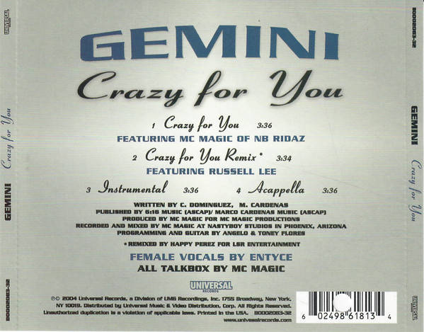 CD - Big Gemini - Crazy For You - B0002083-32