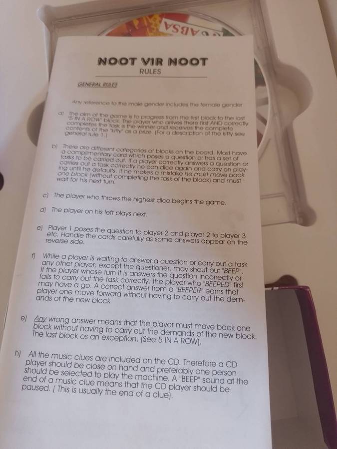 Noot Vir Noot Original Oorspronklike Tweetalig ABSA - Cd Player Required