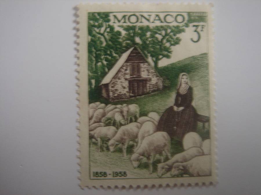 1958 Monaco - SG600 St. Bernadette at Bartres - 3 f used, not stamped