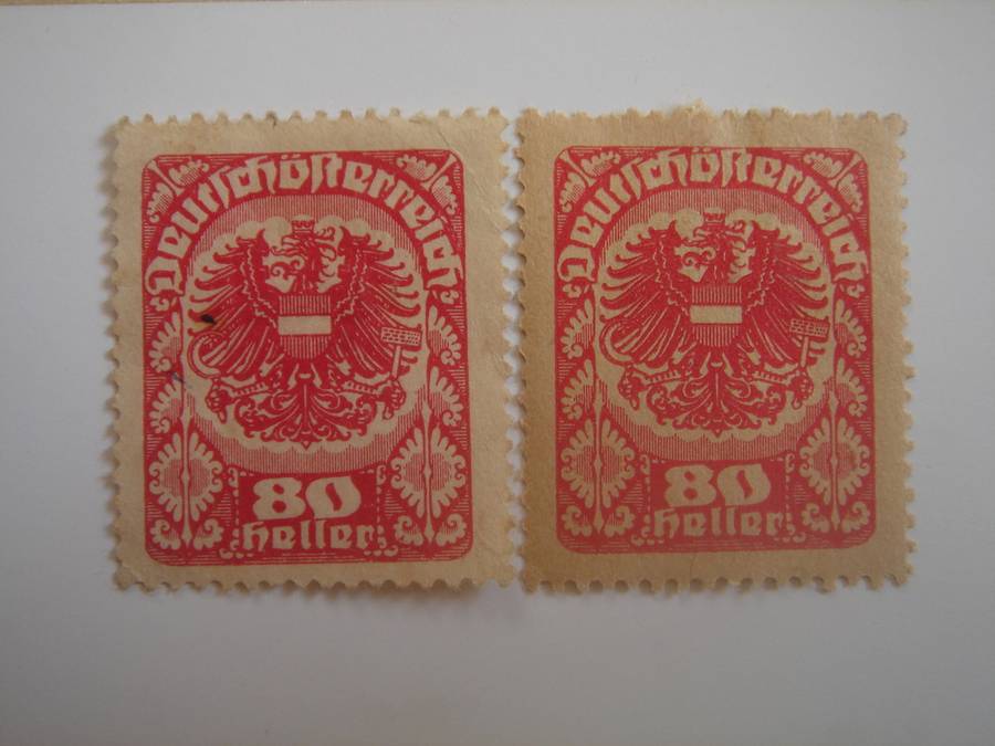 1920 Austria - 'Rep. Arms' SG402 perf. - used, hinged (different color tones)