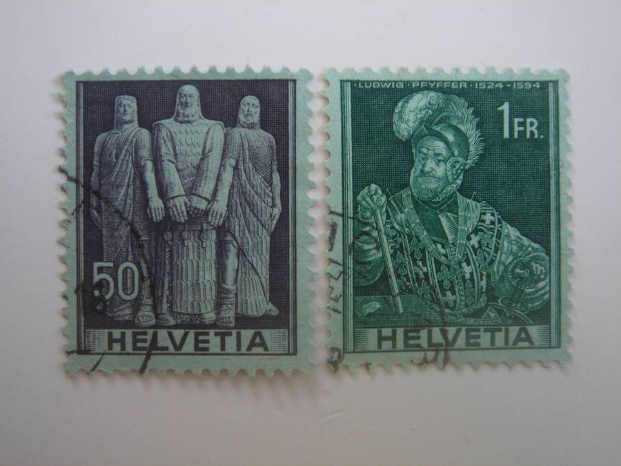 1941 Helvetia - Historical Figures - SG405,410 used, stamped