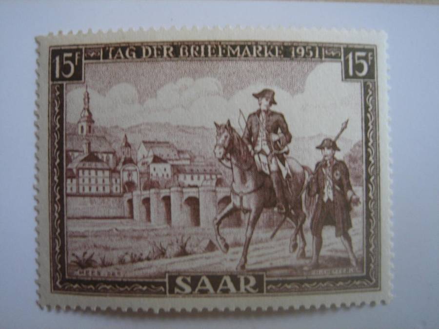 1951 Saarland Post Rider MiNr 305 MNH
