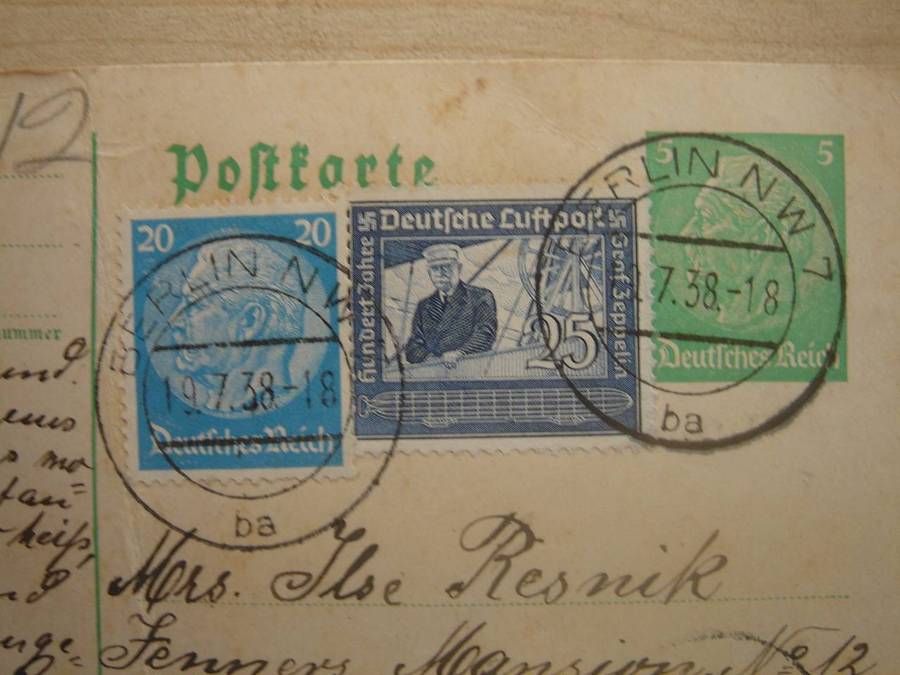 1938 Deutsches Reich 669 stamped on postcard with MiNr 515 (print) + 521 X from 1934