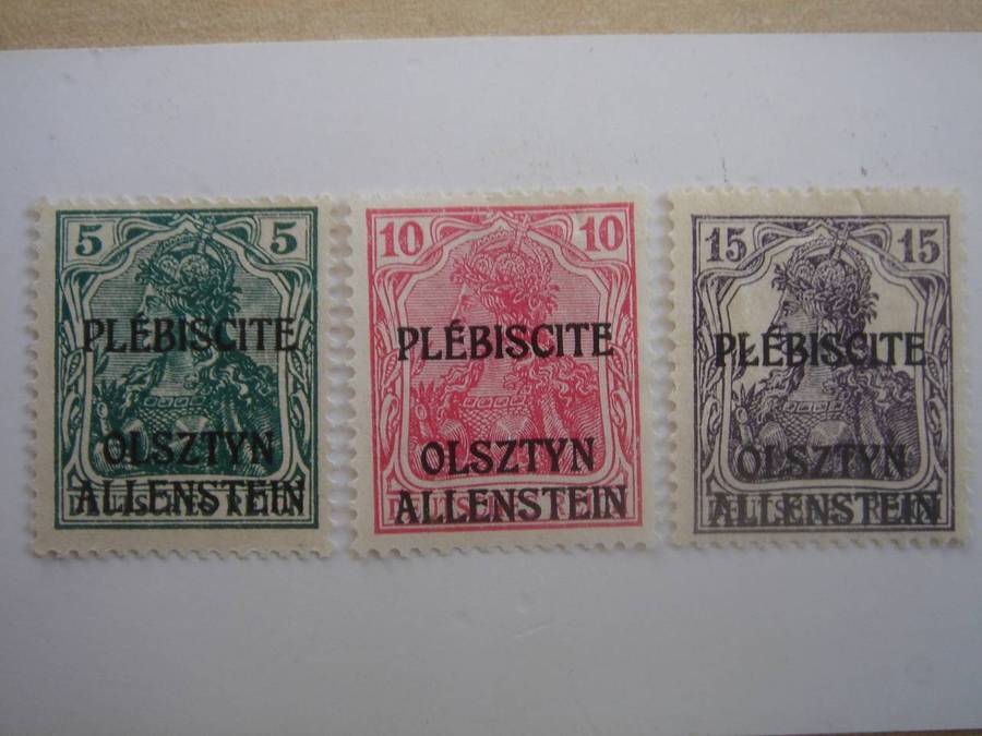 1920 Deutsches Reich - Allenstein - Germania optd MiNr 1-3 unused, no gum