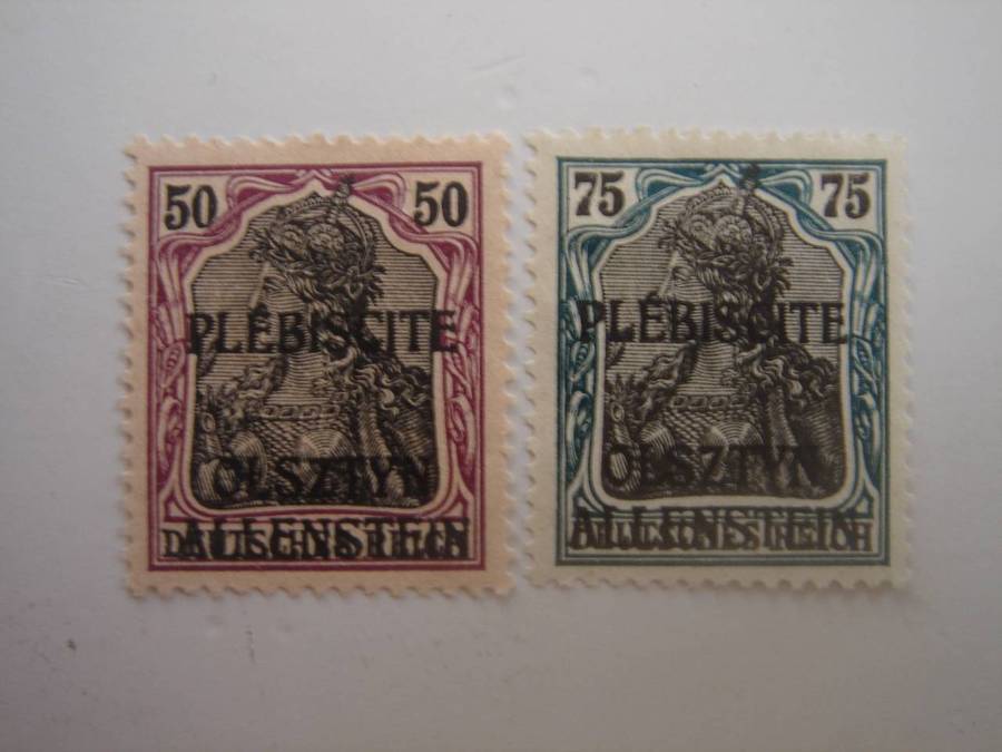 1920 Deutsches Reich - Allenstein - Germania optd MiNr 8-9 unused, no gum