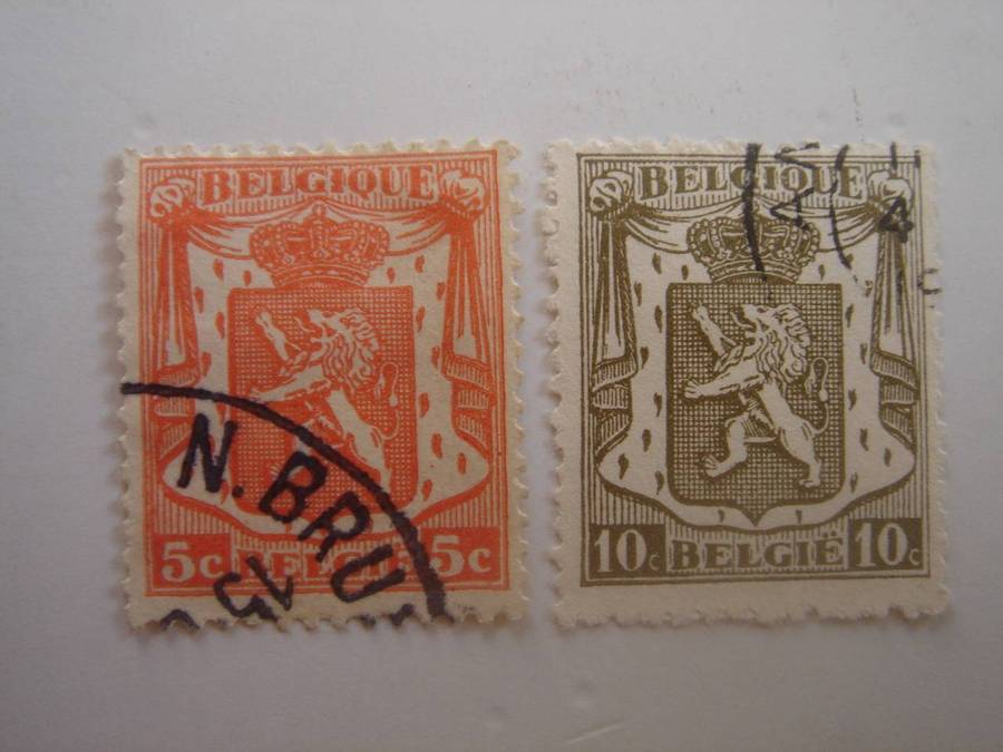 1936 Belgium - Coat of Arms - SG728-729 used, stamped