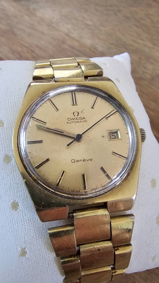 OMEGA GENEVE Men Gold Dial Auto calendar 1972 Cal. 1481 Ref. 166.099