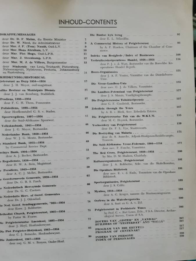 Centenary Album Potgietersrust 1854 1954 compiled by A J Combrink