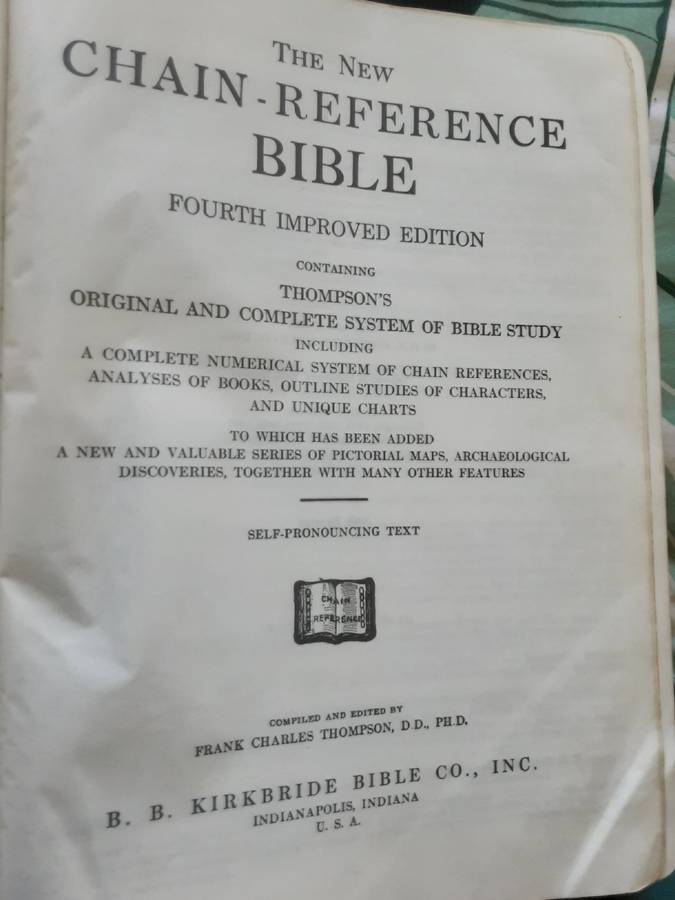 The New Chain Reference Bible, fourth Improved Edition by Thompson