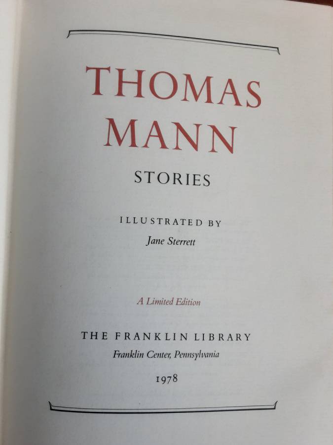 Thomas Mann Stories, A Limited Edition Leatherbound hardcover from Franklin Library