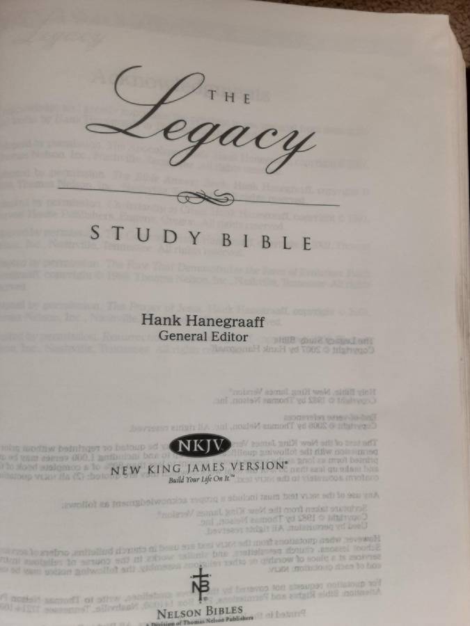 The Legacy Study Bible NKJV general editor Hank Hanegraaff