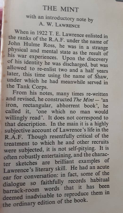 T E Lawrence The Mint by  352087 A/c Ross