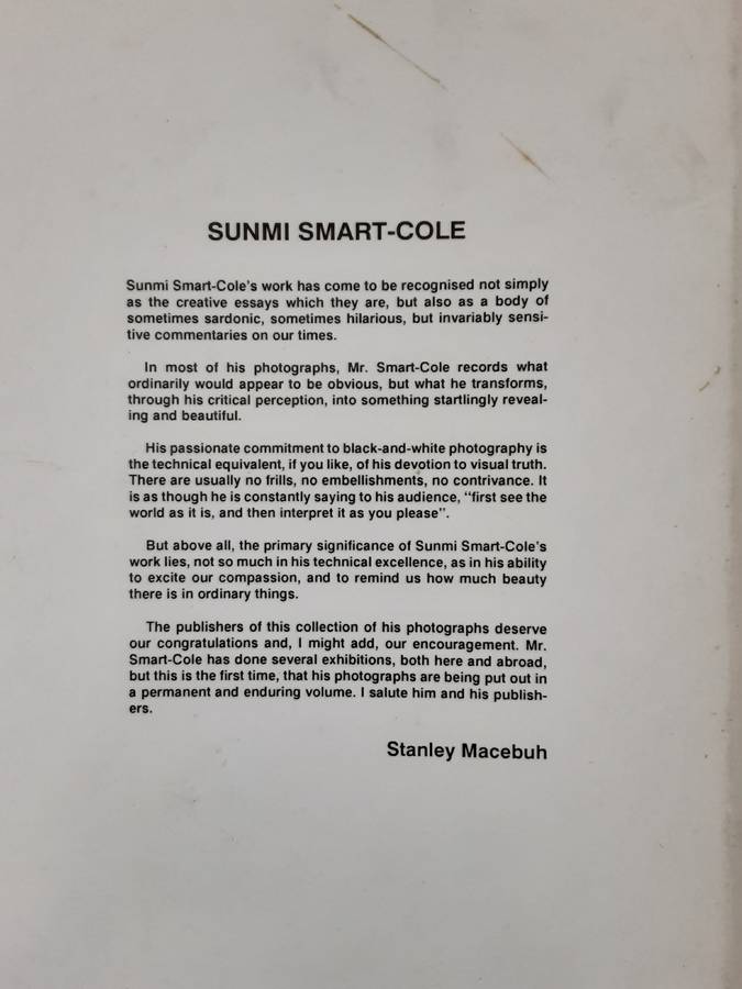 The Photography of Sunmi Smart Cole foreward by Wole Soyinka