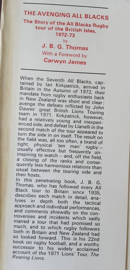 The Avenging All Blacks by J B G Thomas