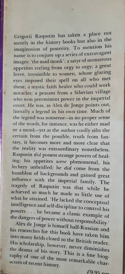 The Life And Times of Grigorii Rasputin by Alex De Jonge