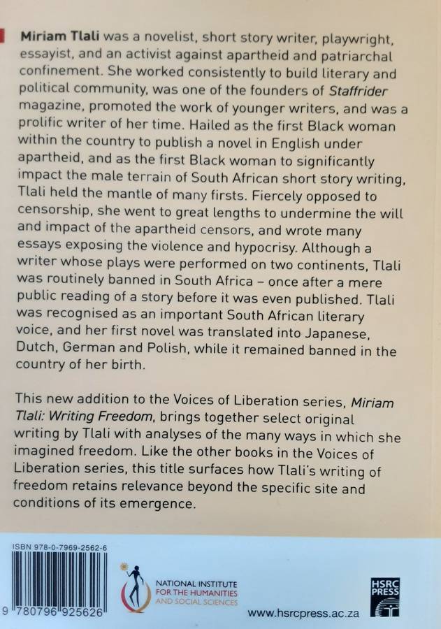 Miriam Tlali Writing Freedom Selected Writings edited by Pumla Dineo Gqola