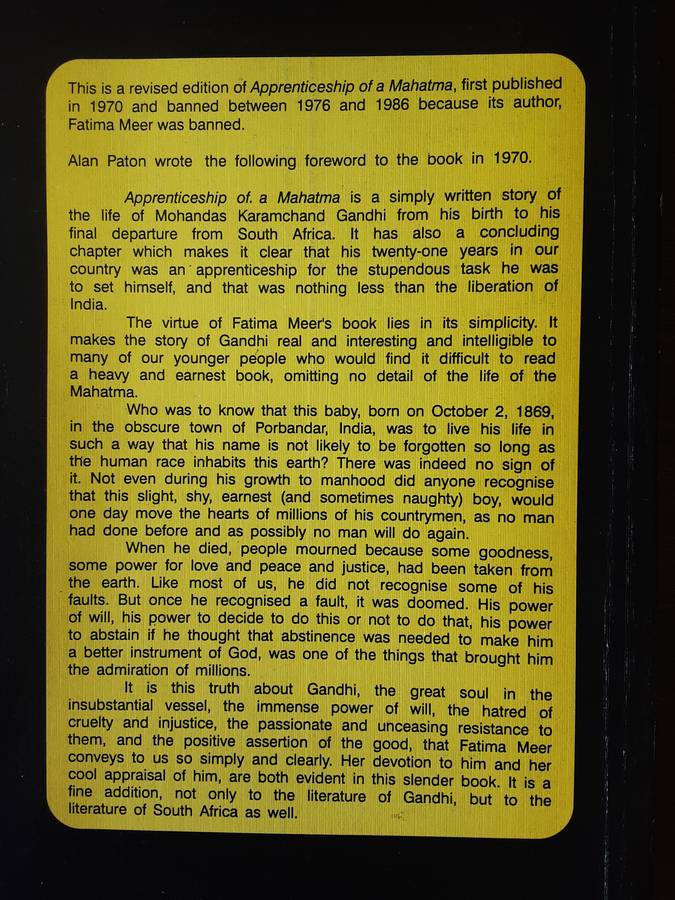 Apprenticeship of a Mahatma, A Biography of M K Gandhi 1869 1914 by Fatima Meer
