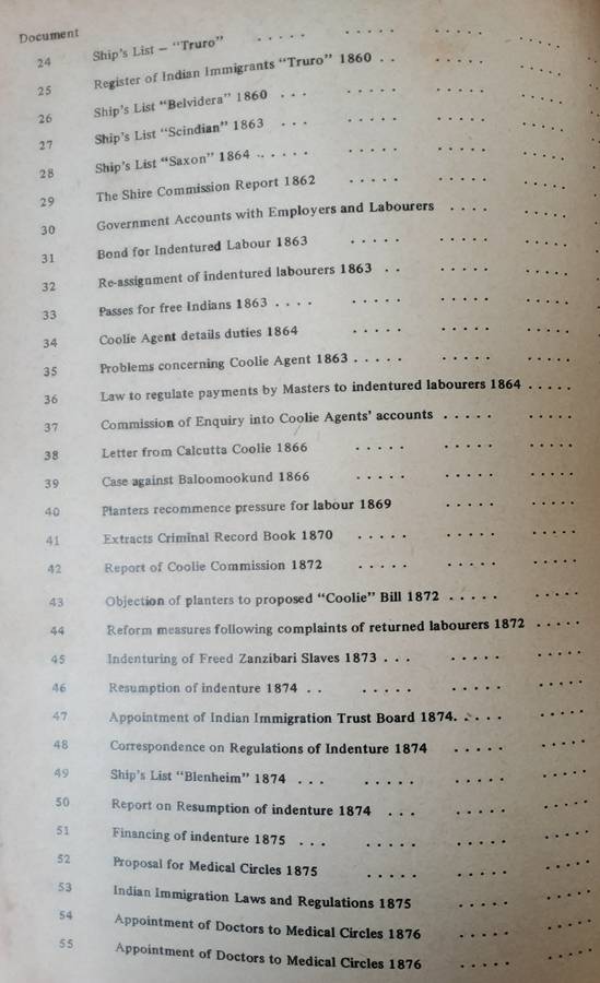 Documents of Indentured Labour Natal 1851 1917 by Y S Meer ***with letter signed Fatima Meer**