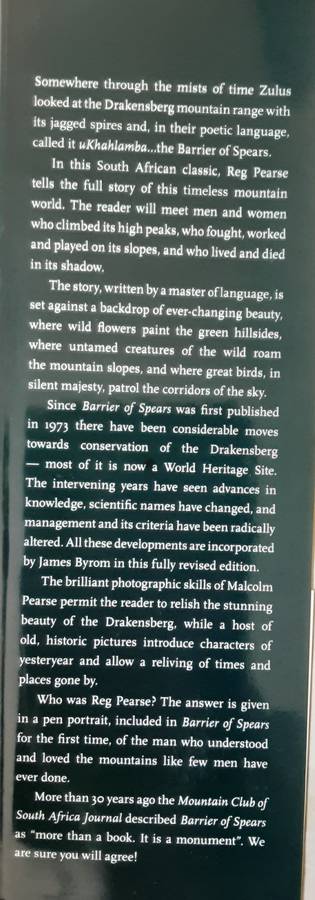 Barrier of Spears, drama of the Drakensberg by R O Pearse revised & edited by James Byrom