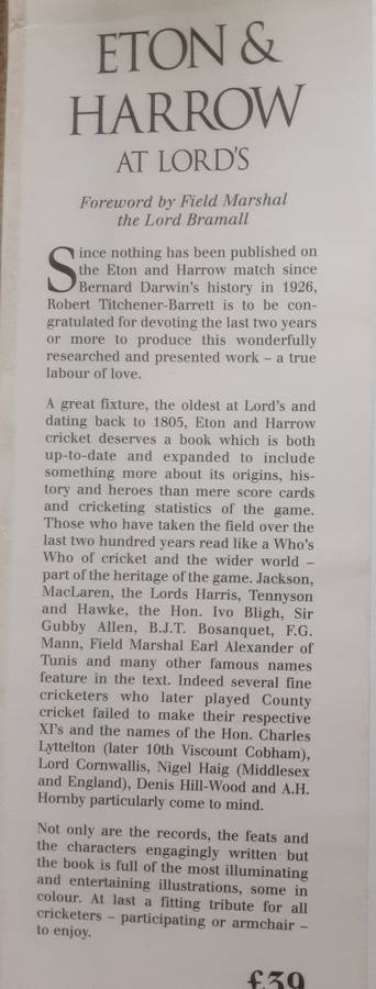 Eton and Harrow at Lord's by Robert Titchener-Barrett ***Signed by the author ***