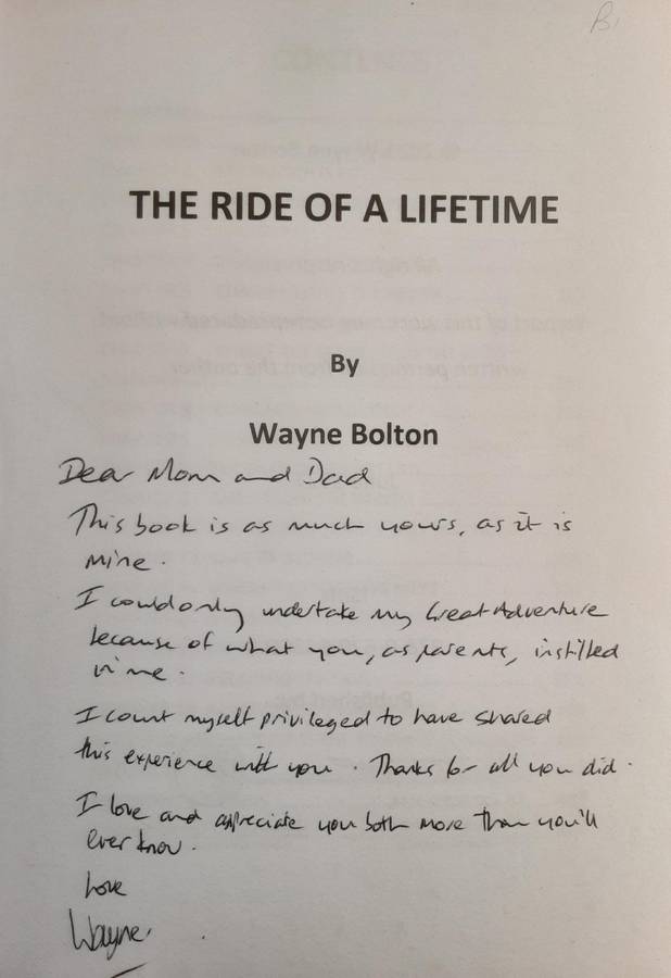 The Ride of a Lifetime by Wayne Bolton ***Signed Copy***