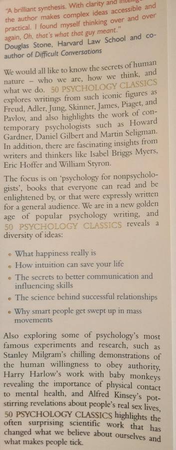50 Psychology Classics, Who We Are, How We Think, What We Do edited by Tom Butler Bowdon